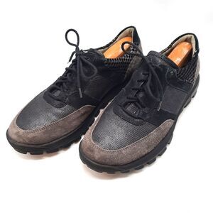 Waldlaufer Hilana Gray & Black Lace-Up Suede Sneakers Women's Size 8